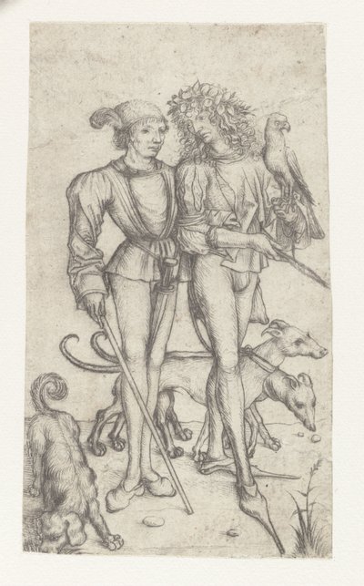 Falconer and Companion by Meester van het Amsterdamse Kabinet