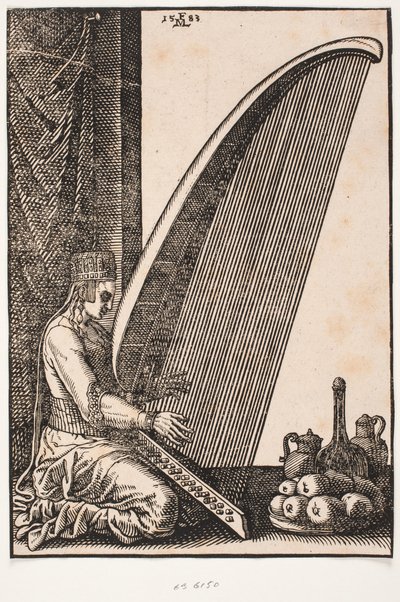 A Harpist by Melchior Lorck