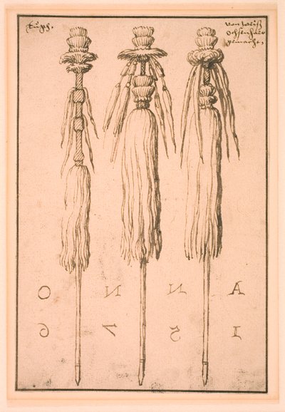 Three Oxtails Mounted as Standards by Melchior Lorck