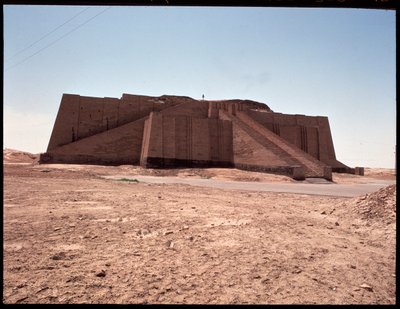 View of the reconstructed ziggurat by Mesopotamian Mesopotamian