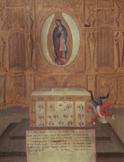 Ex-voto Dedicated to the Virgin of Guadalupe by Mexican School