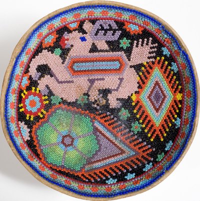 Huichol bowl from Sierra Madre, Mexico by Mexican School