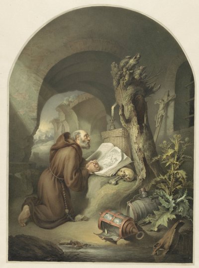 Praying Monk after G. Dou by Michał Płoński
