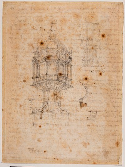 Two Ciborium Studies by Michelangelo Buonarroti
