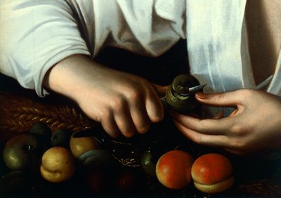 Boy Peeling Fruit (detail) by Michelangelo Merisi da Caravaggio
