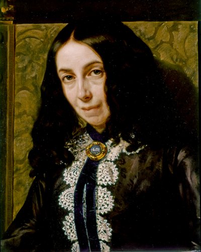 Elizabeth Barrett Browning, Portrait (detail) by Michele Gordigiani