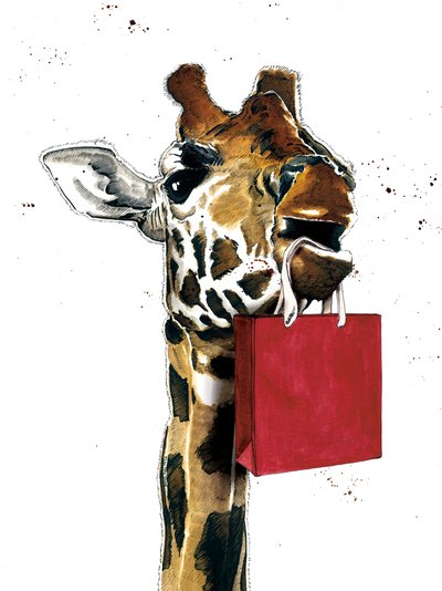 Birthday Giraffe on White by Mike Davis