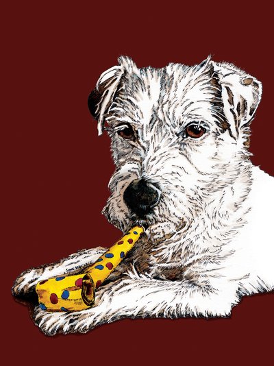 Birthday Parson Dog on Red Oxide, 2020 by Mike Davis