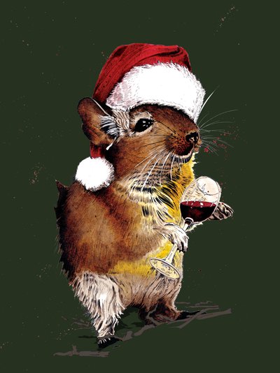 Christmas Degu on Forest Green by Mike Davis