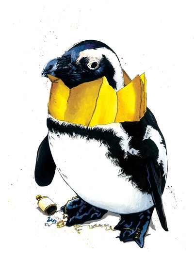 Christmas Penguin on White, 2020 by Mike Davis