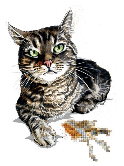 Gift Cat on White, 2020 by Mike Davis