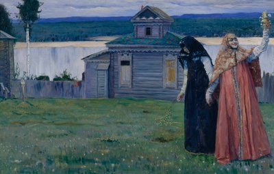 In a secluded monastery Sisters by Mikhail Vasilievich Nesterov