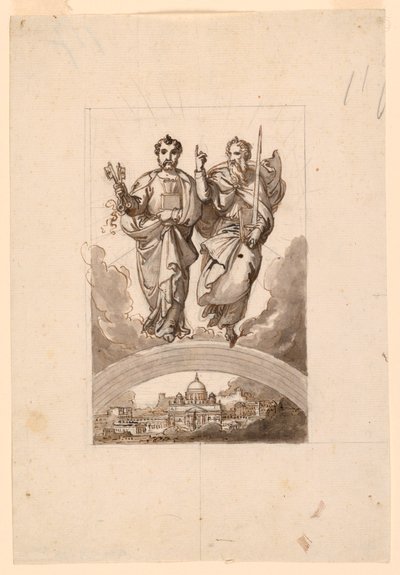 Saints Peter and Paul over the Vatican by Minardi Tommaso