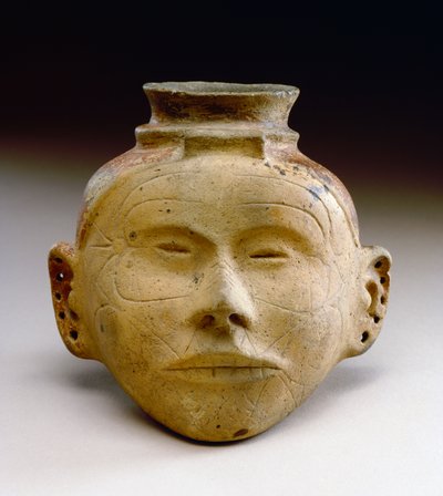Human head effigy, 1300-1500 by Mississippian culture