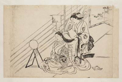 Woman Combing Hair by Mitsunobu Hasegawa