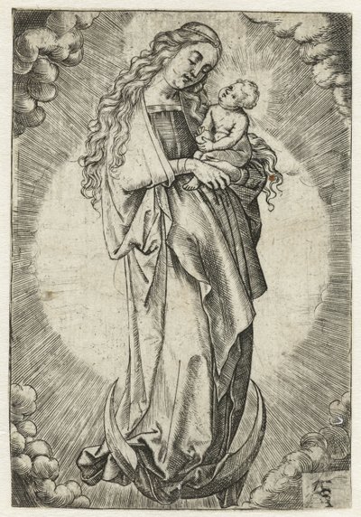 Mary with Child on a Crescent Moon by Monogrammist ASF