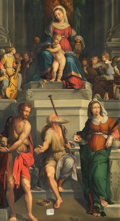 Enthroned Madonna with Saints by Monogrammist E. D.