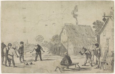 Peasants Playing Boules by Monogrammist MK