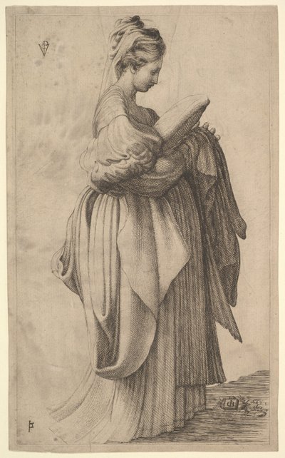 Female Figure Holding a Cushion, 1643 by Monogrammist VCP