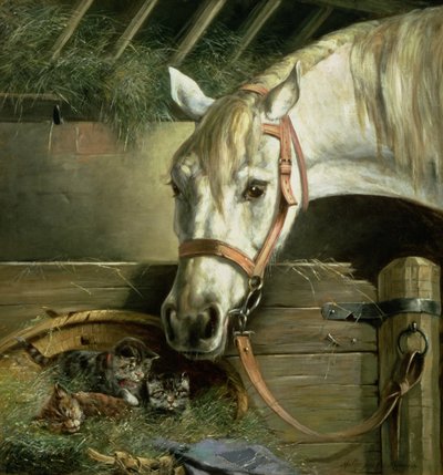 Horse and kittens by Moritz Muller