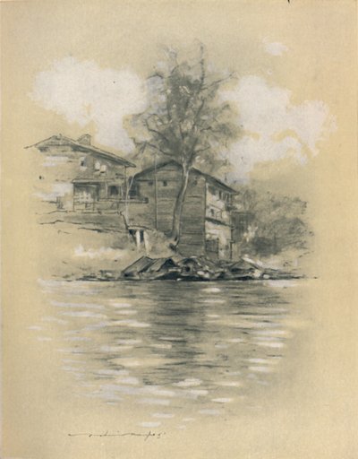 River Dwelling at Srinagar, 1903 by Mortimer L Menpes