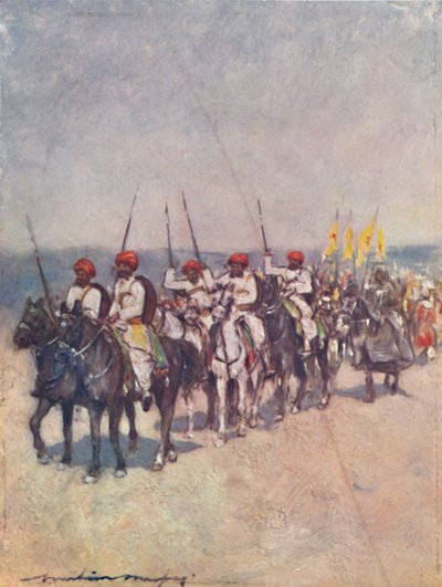 Spear-bearers from Cutch, 1903 by Mortimer L Menpes
