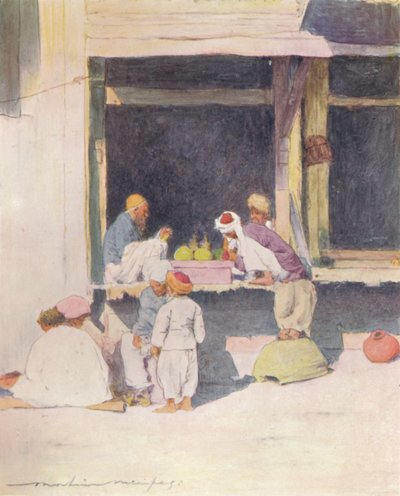 A Bazaar at Peshawur, 1905 by Mortimer Ludington Menpes