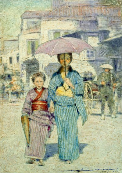 A Japanese Street Scene by Mortimer Ludington Menpes