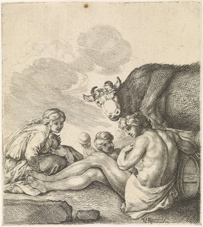 Resting Family by a Cow by Moyses van Wtenbrouck