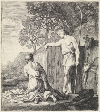 Washerwoman and Shepherd by a Stream by Moyses van Wtenbrouck