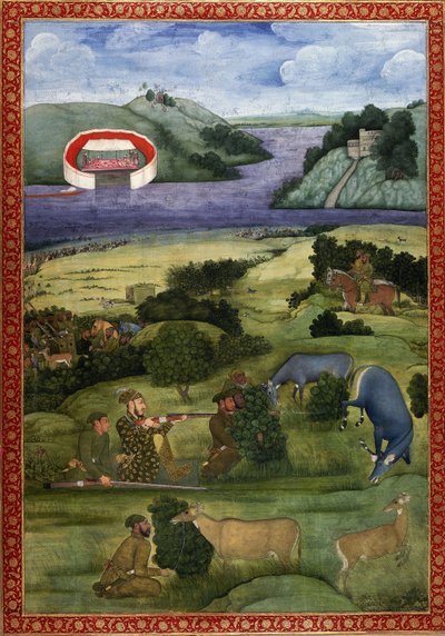 A Prince and Companions Hunting Blackbuck by Mughal School