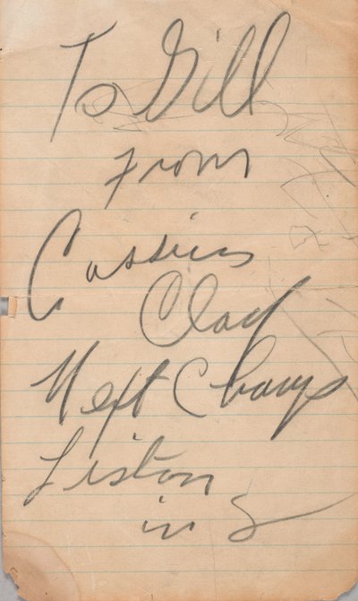 Autograph Written by Cassius Clay, 1963 by Muhammad Ali