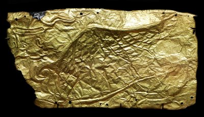 Sheet Gold Cover for Glass Vase-Shaped Plaque by Mycenaean