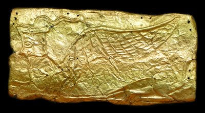 Sheet Gold Cover for Glass Vase-Shaped Plaque by Mycenaean