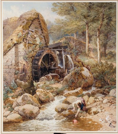 An Old Water Mill by Myles Birket Foster