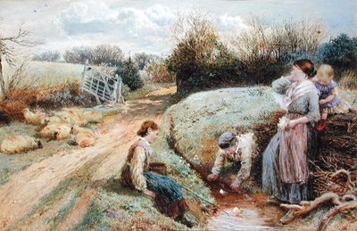 Sailing Toy Boats in the Stream by Myles Birket Foster