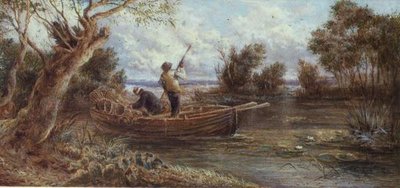 Setting eel traps by Myles Birket Foster