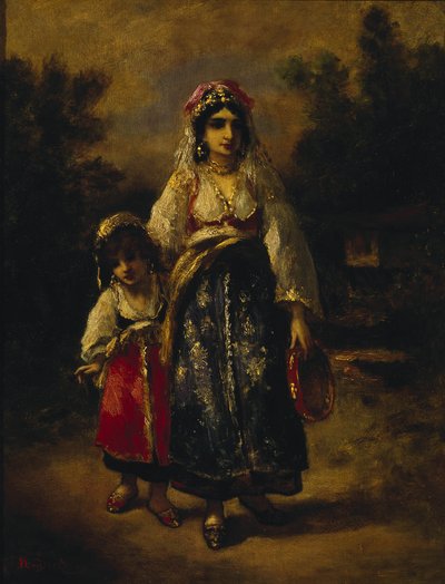 Woman and Girl by Narcisse Virgile Diaz de la Peña