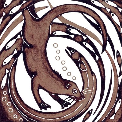 Otter with Eel, 2010 by Nat Morley