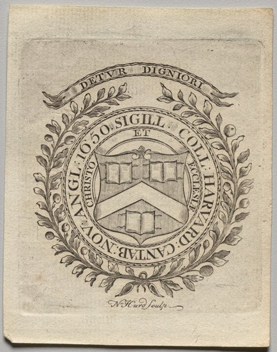 Bookplate: Seal of Harvard College by Nathaniel Hurd