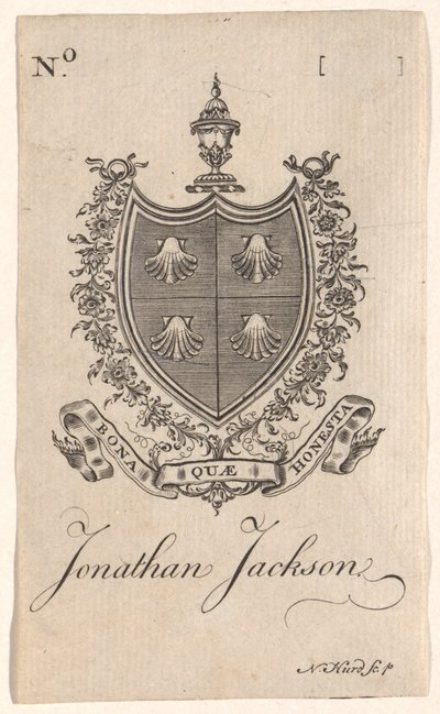 Bookplate of Jonathan Jackson by Nathaniel Hurd