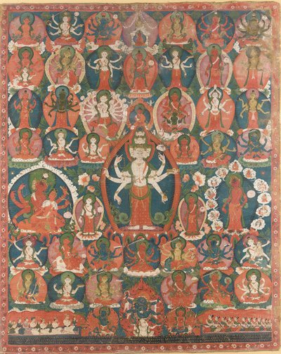 A Paubha of Eleven-Headed Avalokiteshvara by Nepalese School