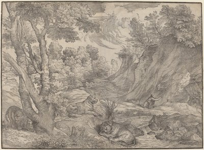 Saint Jerome in the Wilderness by Niccolò Boldrini after Titian