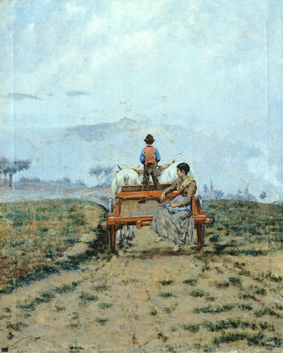 On a wagon in the fields by Niccolo Cannicci