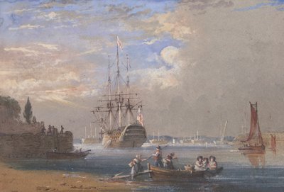 H.M.S. St. Vincent at Plymouth by Nicholas Condy