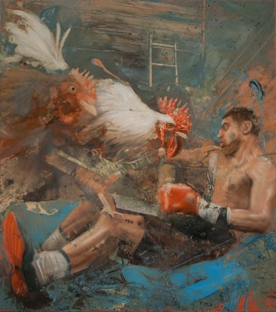 Boxer with roosters by Nicola Pucci
