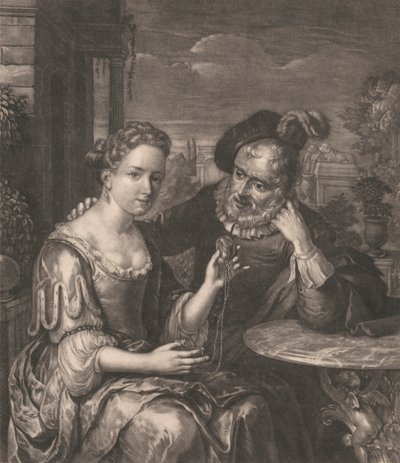 Man Showing a Miniature to a Girl by Nicolaas Verkolje