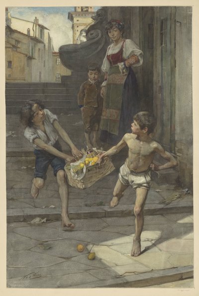 Street Scene in an Italian City by Nicolaas van der Waay
