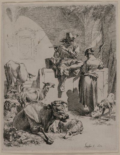 The Piping Shepherd by Nicolaes Berchem
