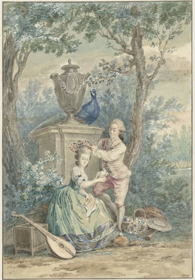 Elegant Couple in a Park by Nicolaes Muys